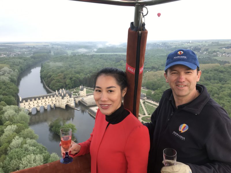 vol en montgolfière au dessus du château de Chenonceau